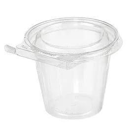 Safe-T-Fresh® Deli Container Hinged With Flat Lid 12 OZ RPET Clear Round 256/Case