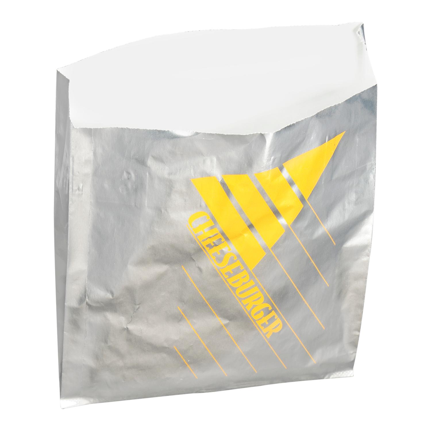 Cheeseburger Bag 6X0.75X6.75 IN Foil-Lined Paper Silver White Gusset 1000/Case