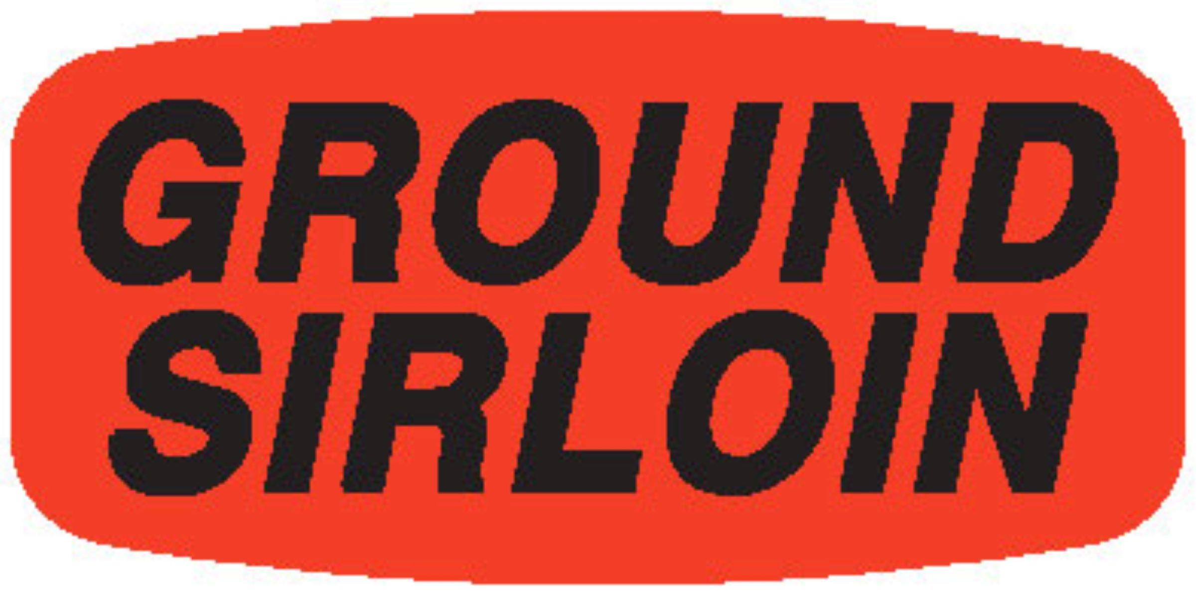Ground Sirloin Label Black Fluorescent Red Short Oval Dayglo 1000 Count/Roll 50 Rolls/Case 50000 Count/Case