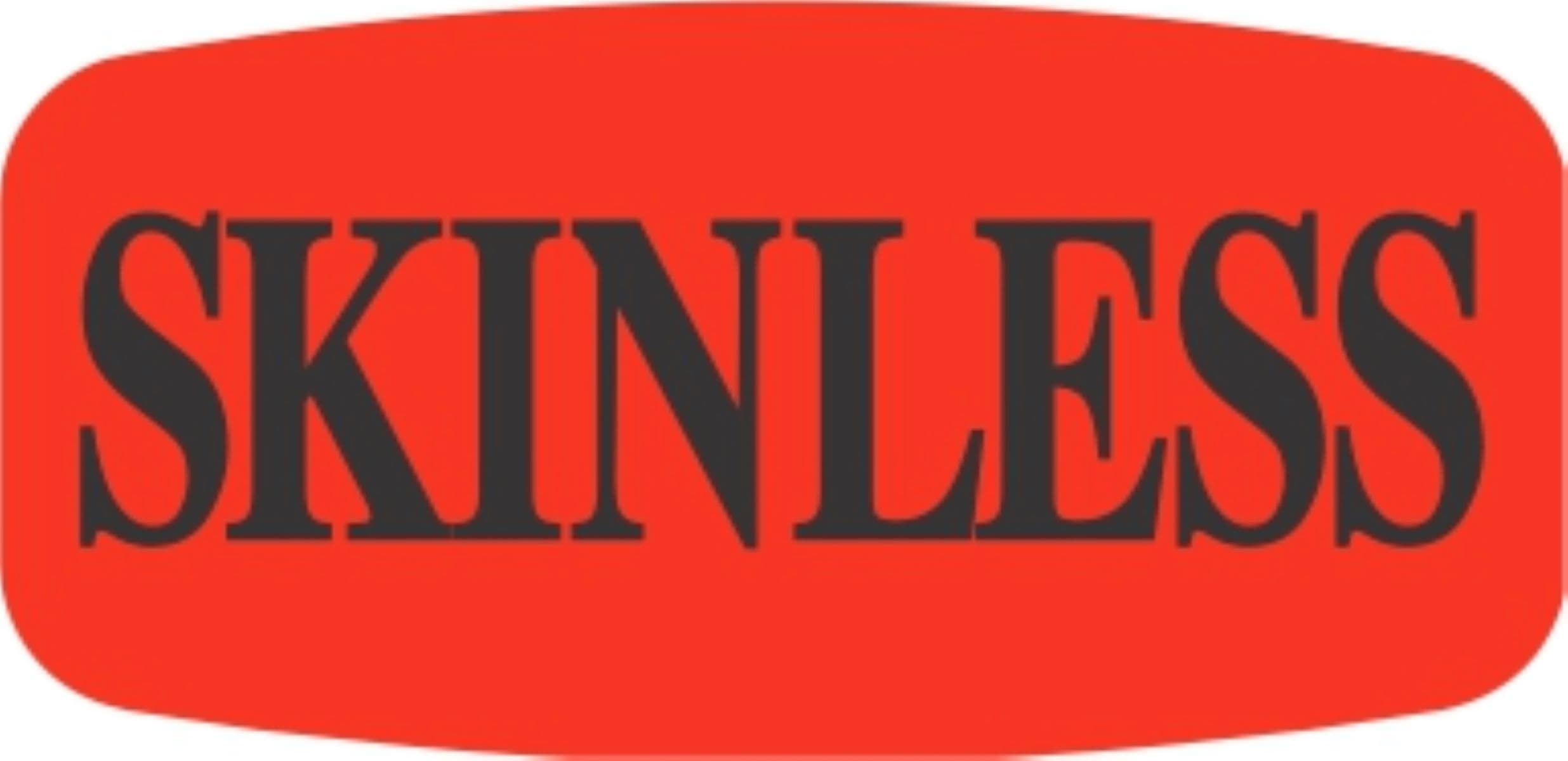 Skinless Label Black Fluorescent Red Short Oval Dayglo 1000 Count/Roll 50 Rolls/Case 50000 Count/Case