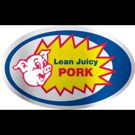 Lean Juicy Pork Meat Label 1.25X2 IN Silver Blue Yellow Red White With Pig Oval Foil 500 Count/Roll 20 Rolls/Case