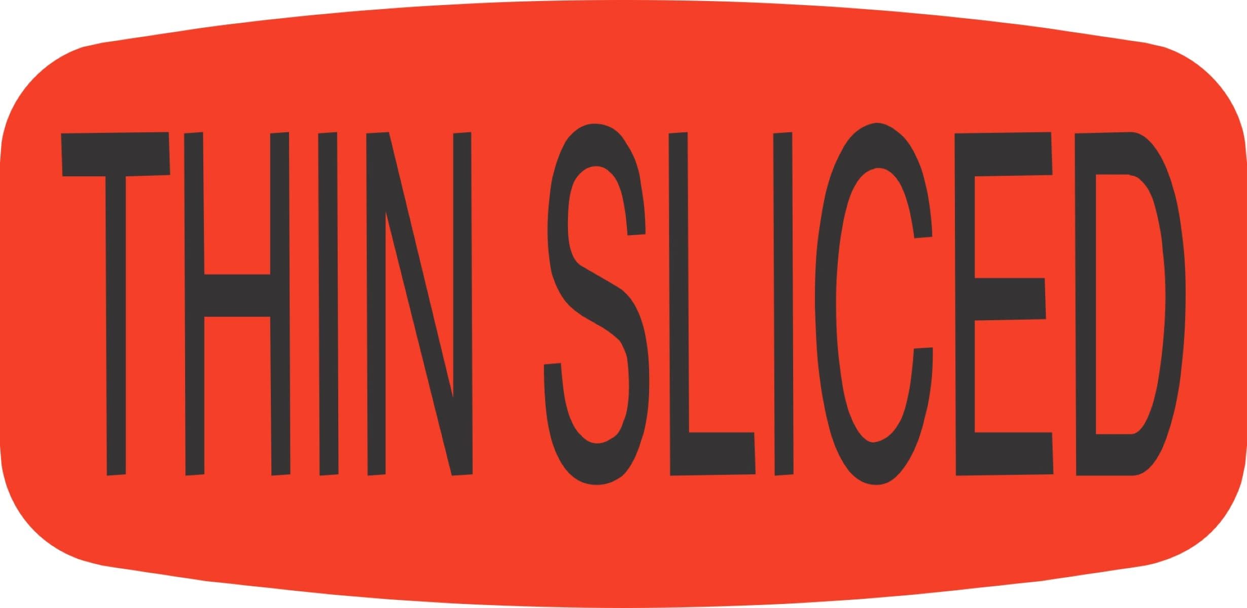 Thin Sliced Label 0.625X1.25 IN Black Fluorescent Red Short Oval 1000 Count/Roll 50 Rolls/Case 50000 Count/Case