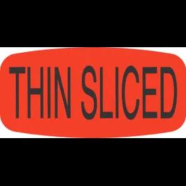 Thin Sliced Label 0.625X1.25 IN Black Fluorescent Red Short Oval 1000 Count/Roll 50 Rolls/Case 50000 Count/Case