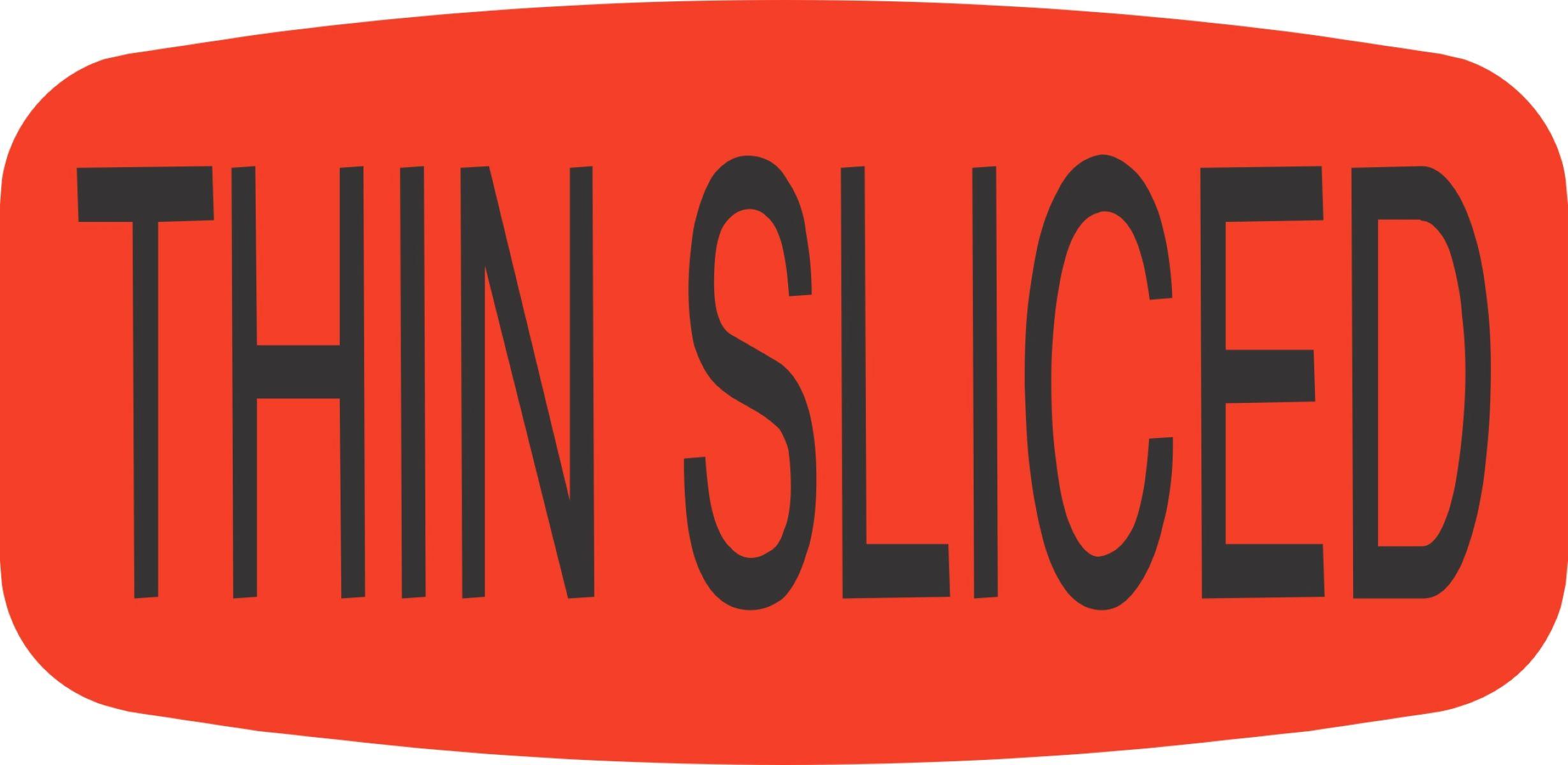 Thin Sliced Label 0.625X1.25 IN Black Fluorescent Red Short Oval 1000 Count/Roll 50 Rolls/Case 50000 Count/Case