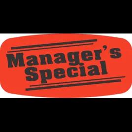 Manager's Special Label Black Fluorescent Red Short Oval Dayglo 1000 Count/Roll 50 Rolls/Case 50000 Count/Case