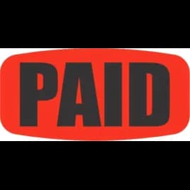 Paid Label 0.625X1.25 IN Black Fluorescent Red Short Oval Dayglo 1000 Count/Roll 50 Rolls/Case 50000 Count/Case