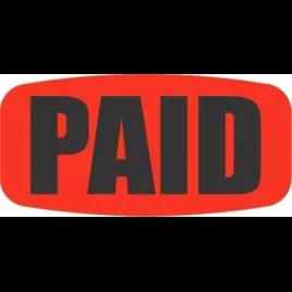 Paid Label 0.625X1.25 IN Black Fluorescent Red Short Oval Dayglo 1000 Count/Roll 50 Rolls/Case 50000 Count/Case