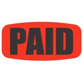 Paid Label 0.625X1.25 IN Red Oval Dayglo 1000/Roll