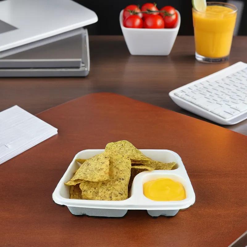 Nacho Take-Out Tray Base 7.5X6.5X1.5 IN 2 Compartment White Rectangle 600/Case