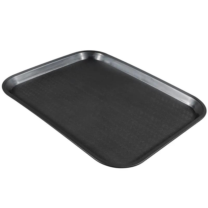 Fast Food Tray 16.125X12X0.75 IN Plastic Black Rectangle 1/Each