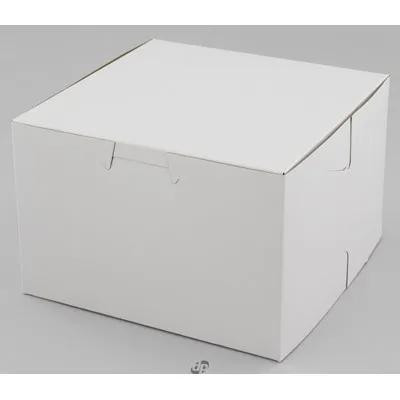 Bakery Box 6X6X4 IN Clay-Coated Kraft Board White Kraft Square Lock Corner Tuck Top 250/Case