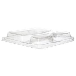 WorldView Lid Dome 9X9X3 IN 3 Compartment PLA Clear Square For Compartment Tray 200/Case