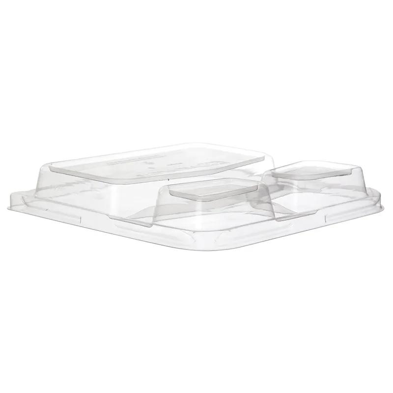 WorldView Lid Dome 9X9X3 IN 3 Compartment PLA Clear Square For Compartment Tray 200/Case