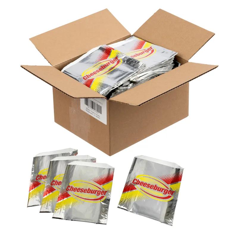 Sandwich Bag 6X0.75X6.5 IN Foil-Lined Paper Cheeseburger Design 1000/Case