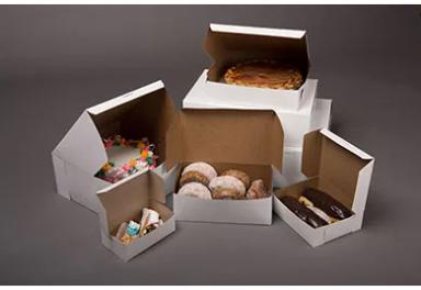 Easy Lock Cake Box 5.5X4X3 IN SUS Paperboard CRB White Rectangle Lock Corner 1-Piece 250/Bundle