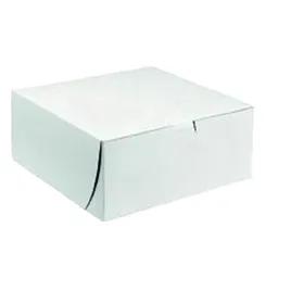 Easy Lock Cake Box 6X6X4 IN SUS Paperboard CRB White Square Lock Corner 1-Piece 250/Bundle