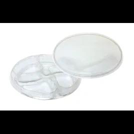 Deli Container Base & Lid Combo With Flat Lid 4 Compartment PET Clear Round 100/Case