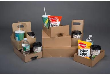 Cup Carrier 10X6.75X2.5 IN 4 Compartment Paper Kraft Without Handle Reusable 250/Case