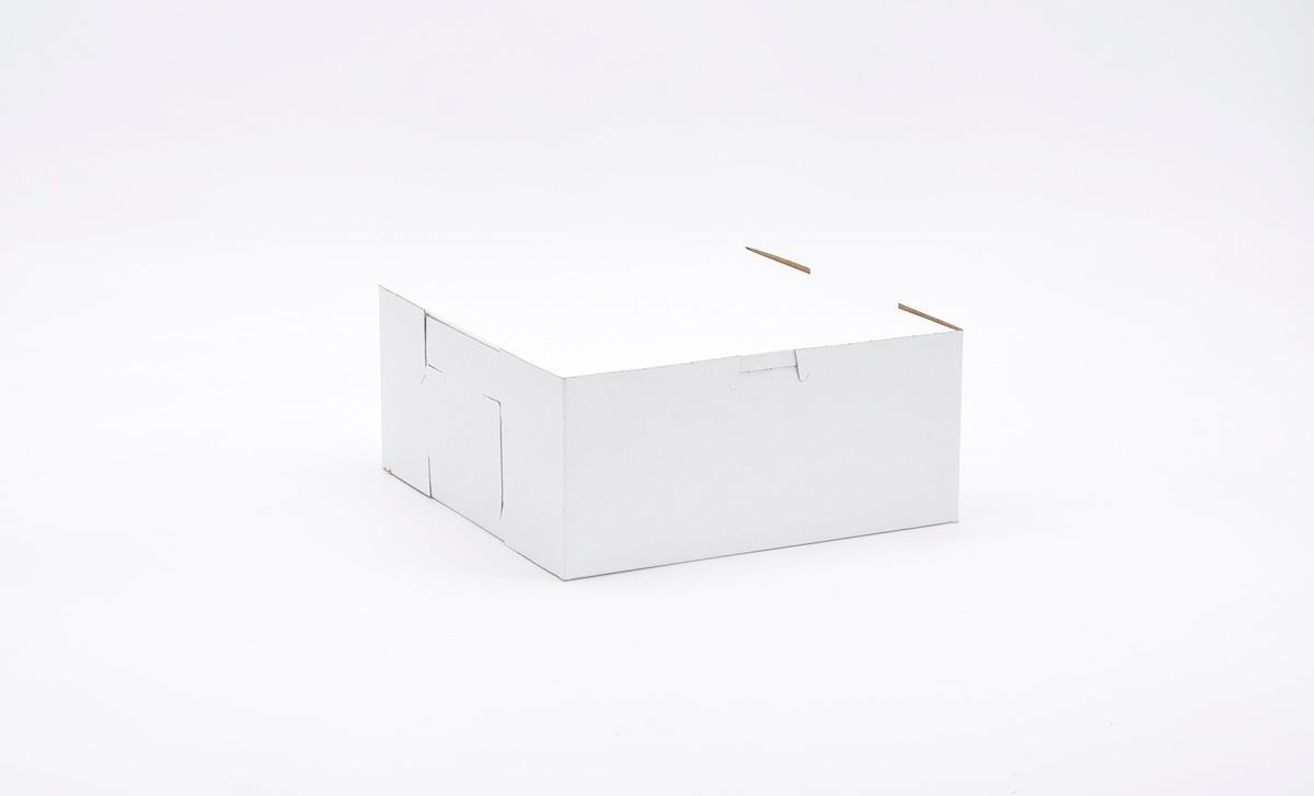 Easy Lock Cake Box 9X9X4 IN SUS Paperboard CRB White Square Lock Corner 1-Piece 200/Bundle