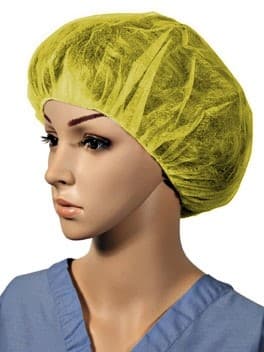 Bouffant Cap 24 IN Yellow PP 100 Count/Bag 10 Bags/Case