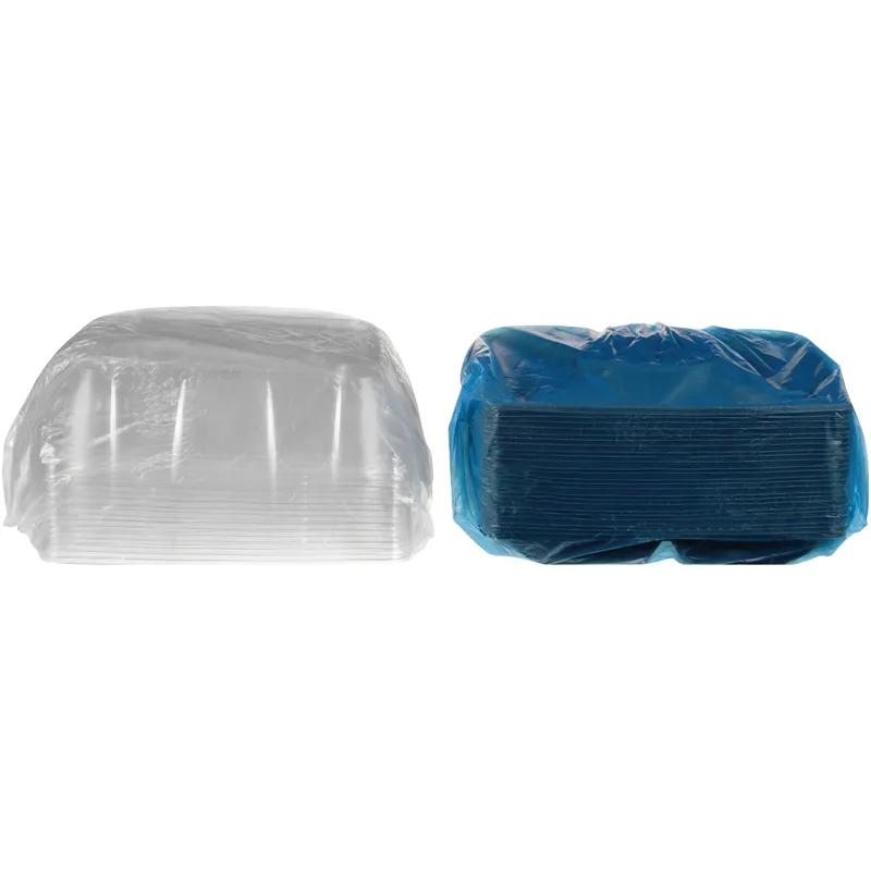 Take-Out Container Base & Lid Combo With Dome Lid 14X14 IN 4 Compartment Plastic Black Clear Square 25/Case