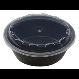 Take-Out Container Base & Lid Combo With Dome Lid 18 OZ Plastic Black Clear Round 150/Case