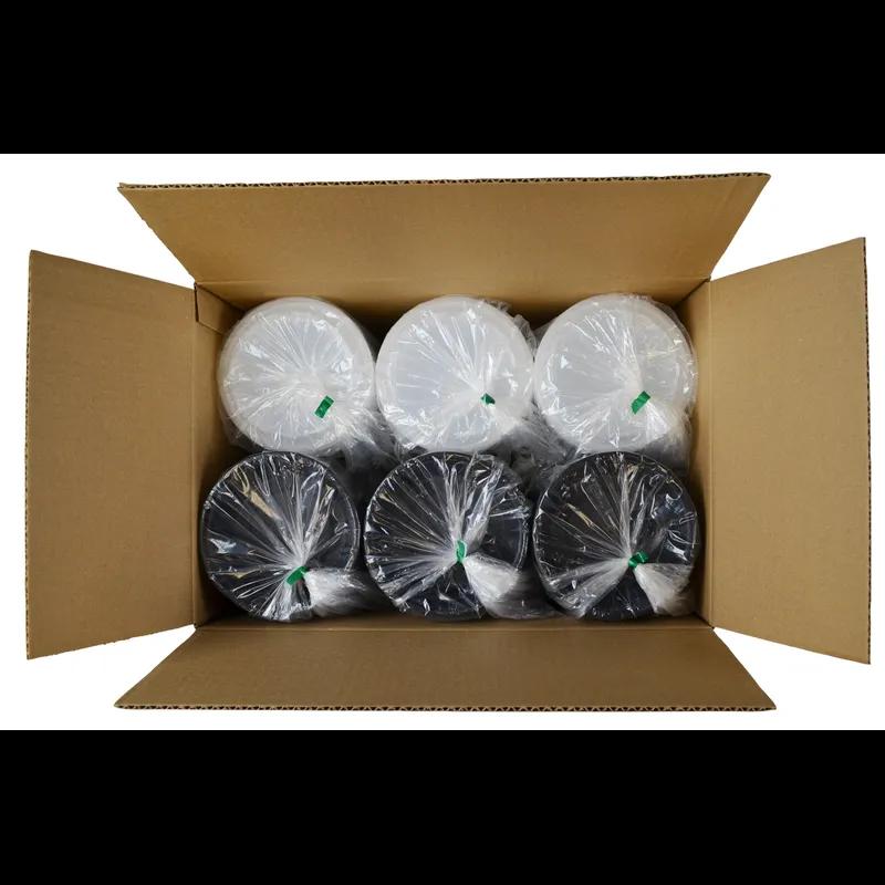 Take-Out Container Base & Lid Combo With Dome Lid 18 OZ Plastic Black Clear Round 150/Case