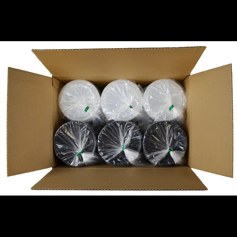 Take-Out Container Base & Lid Combo With Dome Lid 18 OZ Plastic Black Clear Round 150/Case