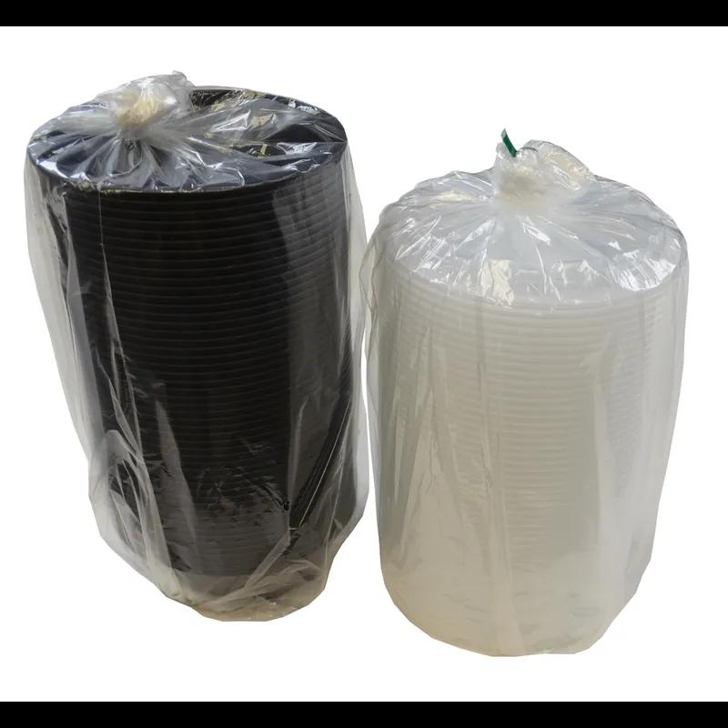 Take-Out Container Base & Lid Combo With Dome Lid 18 OZ Plastic Black Clear Round 150/Case