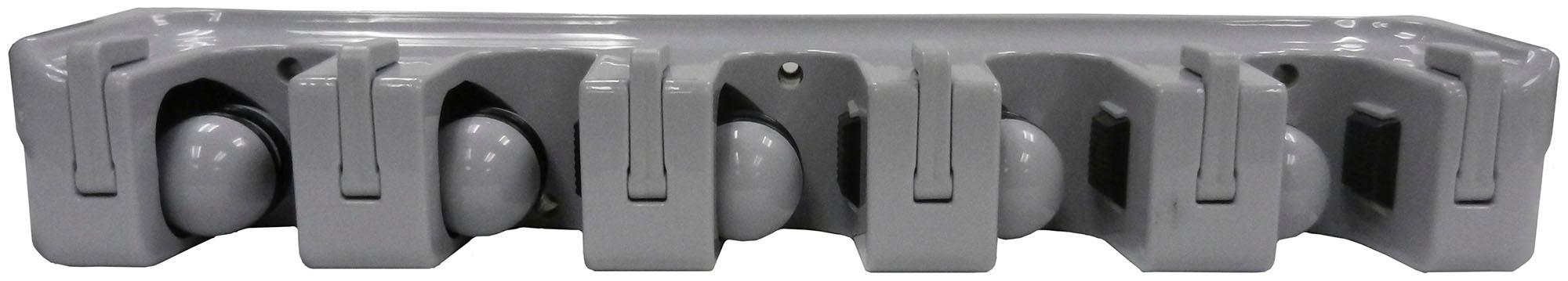 Rack 16 IN Plastic For Mop & Broom With 5 Clips, 6 Hooks 1/Each