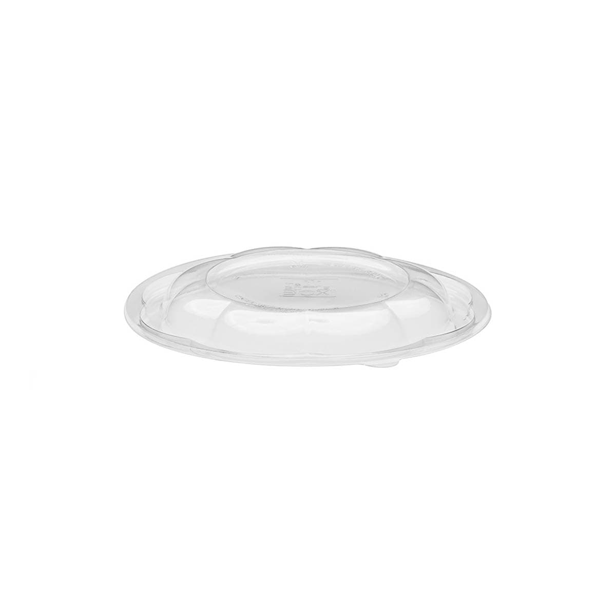 The BOTTLEBOX ® Rose Bowl Lid Dome 6.8X0.75 IN 1 Compartment RPET Clear Round For 24-48 OZ Bowl Closing Tabs 300/Case