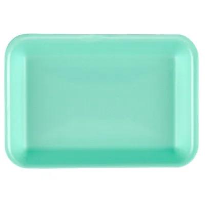 2 Meat Tray 8.25X5.75X1 IN 1 Compartment Polystyrene Foam Deep Green Rectangle 500/Case