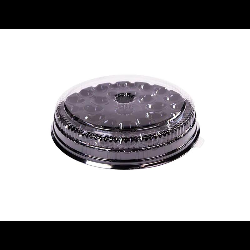 RediServ PartyPak Egg Serving Tray Base & Lid Combo With Dome Lid 11.75X2.18 IN PET Black Clear Round 24/Case
