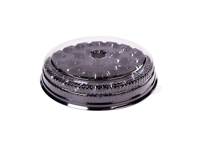 RediServ PartyPak Egg Serving Tray Base & Lid Combo With Dome Lid 11.75X2.18 IN PET Black Clear Round 24/Case