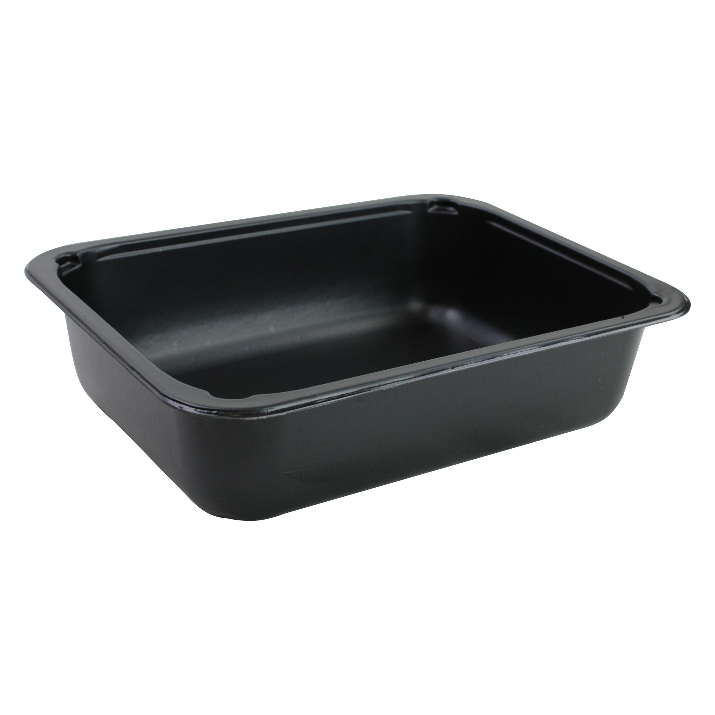Take-Out Container Base 6.5X8.5X2.13 IN CPET Black Rectangle Medium Bakeable 390/Case