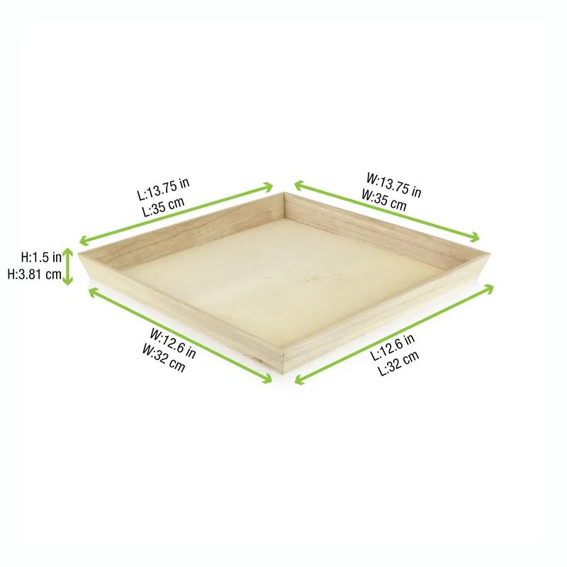 Serving Tray 12.2X12.2X1.5 IN Wood Natural Square Heavy Duty Grease Resistant 1 Count/Pack 10 Packs/Case 10 Count/Case