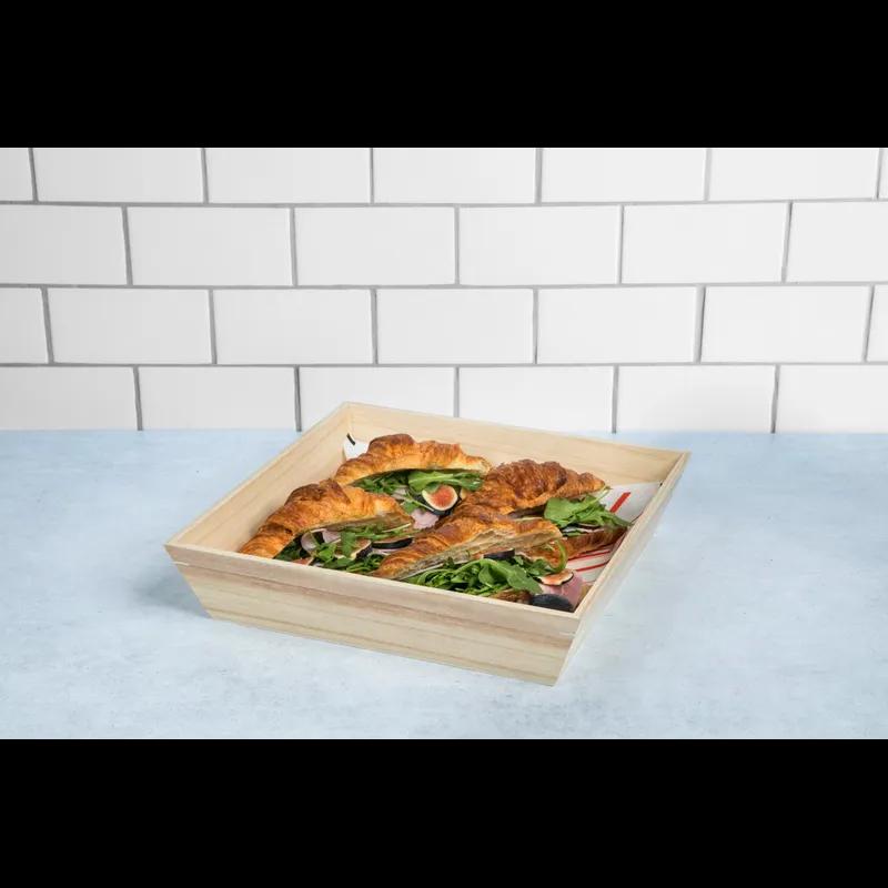Serving Tray 12.2X12.2X1.5 IN Wood Natural Square Heavy Duty Grease Resistant 1 Count/Pack 10 Packs/Case 10 Count/Case