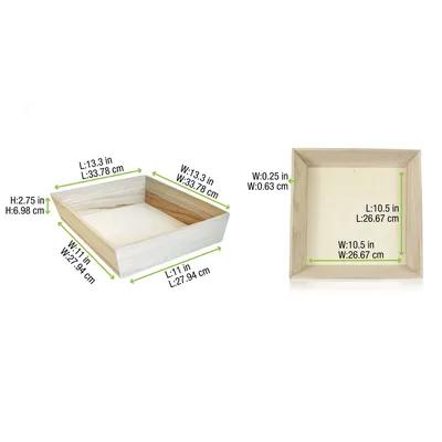 Serving Tray 12.2X2.2X1.5 IN Wood Natural Square Heavy Duty Grease Resistant 10 Count/Case