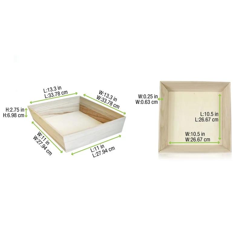 Serving Tray 12.2X12.2X1.5 IN Wood Natural Square Heavy Duty Grease Resistant 1 Count/Pack 10 Packs/Case 10 Count/Case