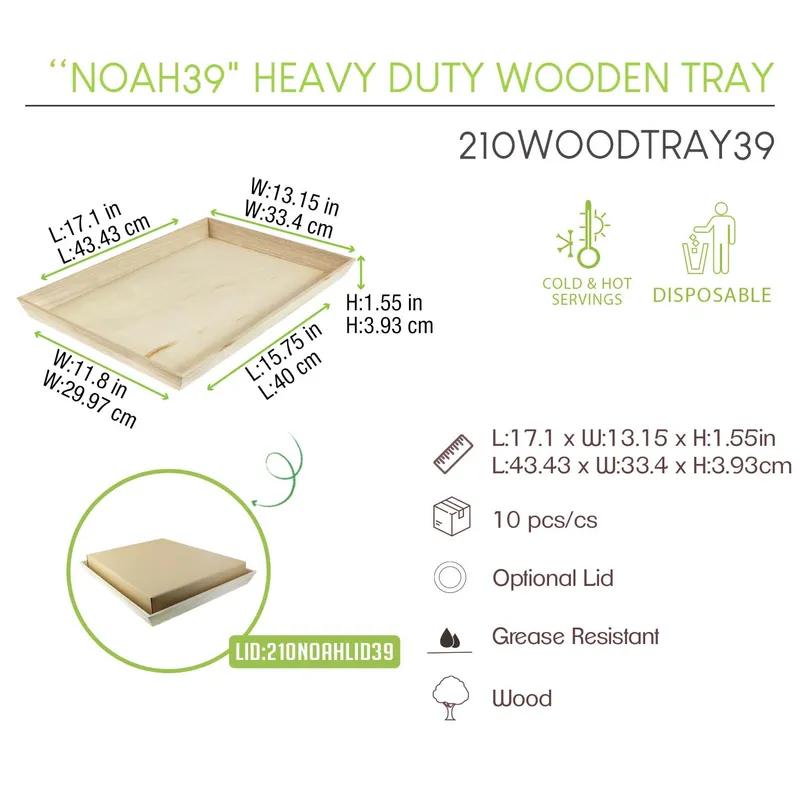 Serving Tray 15.48X15.8X1.75 IN Wood Natural Rectangle Heavy Duty 1 Count/Pack 10 Packs/Case 10 Count/Case