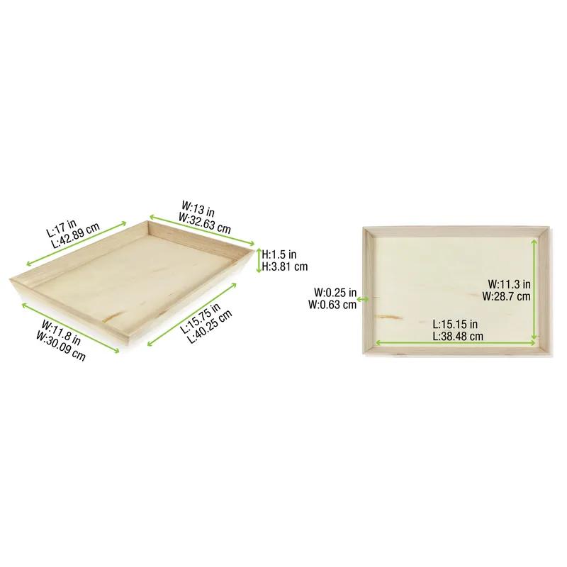 Serving Tray 15.48X15.8X1.75 IN Wood Natural Rectangle Heavy Duty 1 Count/Pack 10 Packs/Case 10 Count/Case