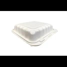 Pebble Box Take-Out Container Hinged With Dome Lid 8X8X3 IN PP Ivory Square Microwave Safe Grease Resistant 150/Case