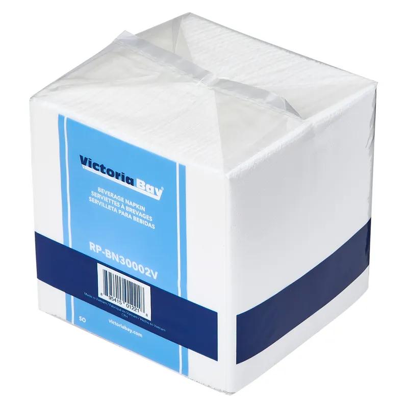 Victoria Bay Beverage Napkins 9.45X9.45 IN White Virgin Paper 2PLY 3000/Case