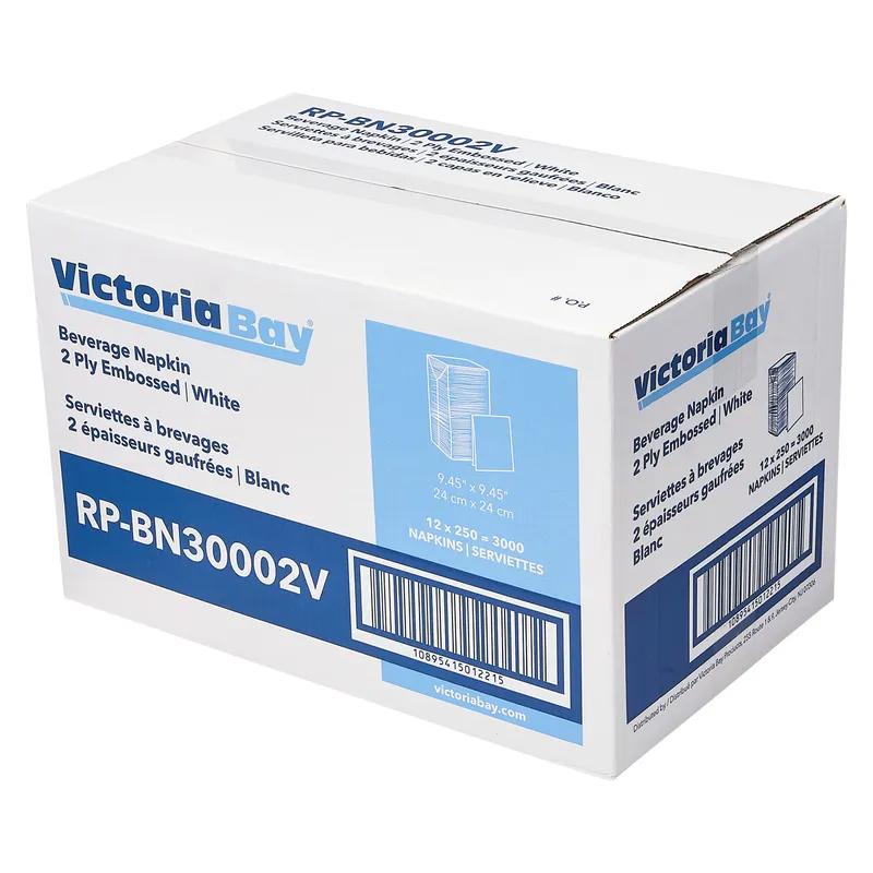 Victoria Bay Beverage Napkins 9.45X9.45 IN White Virgin Paper 2PLY 3000/Case