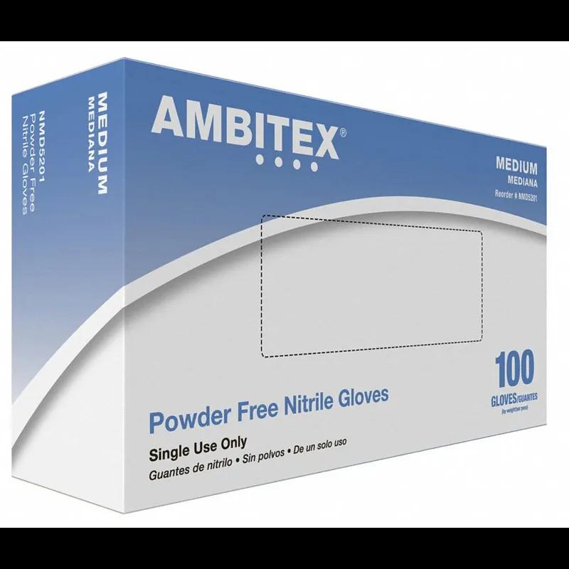 Gloves Medium (MED) Blue 5MIL Nitrile Rubber Disposable Powder-Free 100 Count/Pack 10 Packs/Case 1000 Count/Case