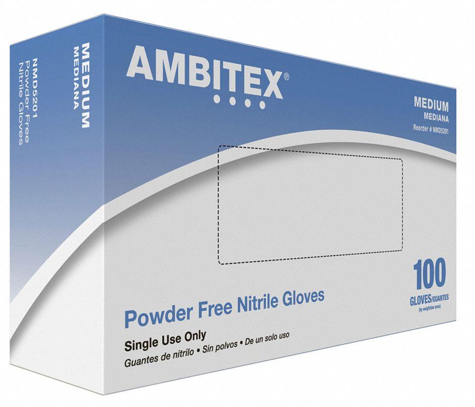 Gloves Medium (MED) Blue 5MIL Nitrile Rubber Disposable Powder-Free 100 Count/Pack 10 Packs/Case 1000 Count/Case