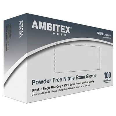 Gloves Small (SM) Black 4MIL Nitrile Rubber Disposable Powder-Free 100 Count/Pack 10 Packs/Case 1000 Count/Case
