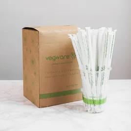 Giant Straw 0.28X8.27 IN Plant Fiber Green Stripe Paper Wrapped 3000/Case