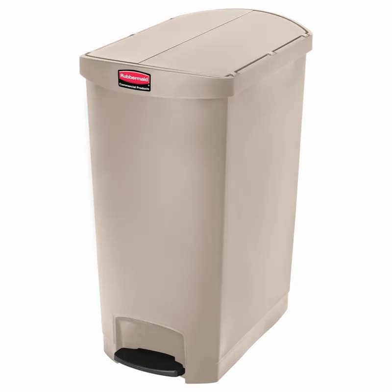 Slim Jim® Trash Can 25.09X15.87X32.02 IN 24-9 GAL Beige Resin Step-On 1/Each