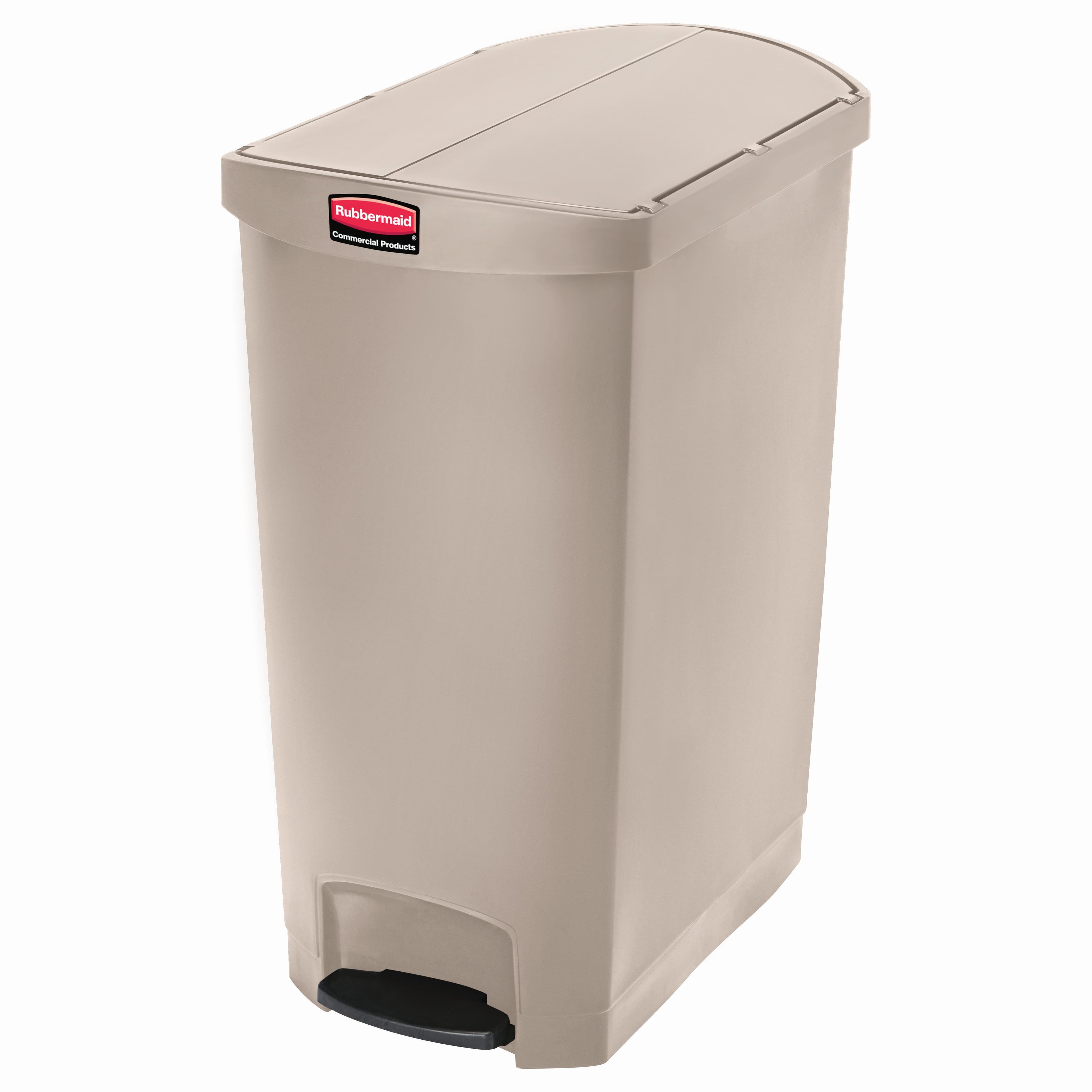 Slim Jim® Trash Can 25.09X15.87X32.02 IN 24-9 GAL Beige Resin Step-On 1/Each